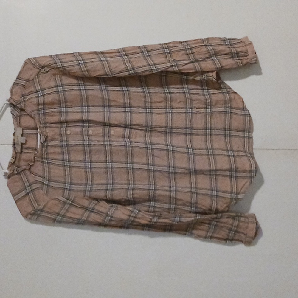 Light pink, plaid flowy plaid shirt